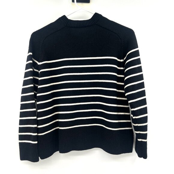 Zara Black Ivory Striped Roundneck Sweater Women's Small - Picture 4 of 4